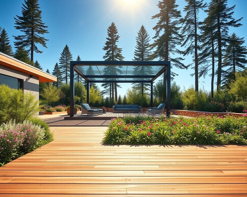 Welke overkapping past bij een moderne tuin?